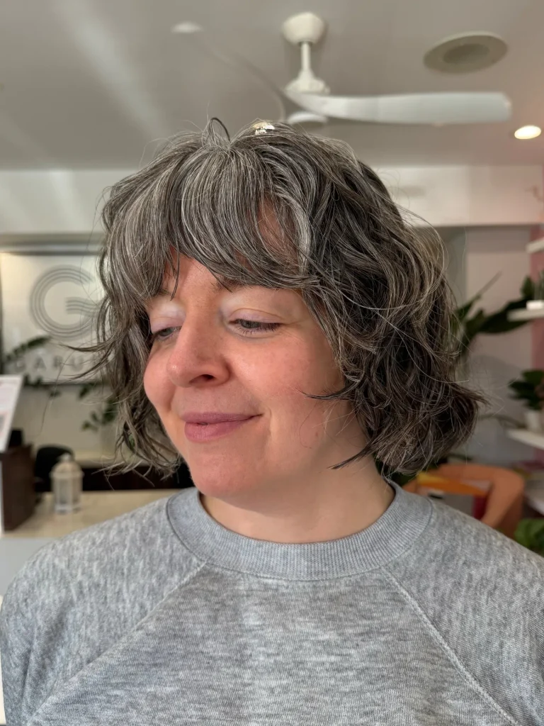 Textured Gray Bob with Wispy Bangs