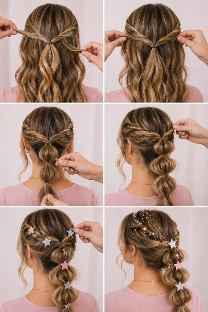 braided bubble hairstyle tutorial