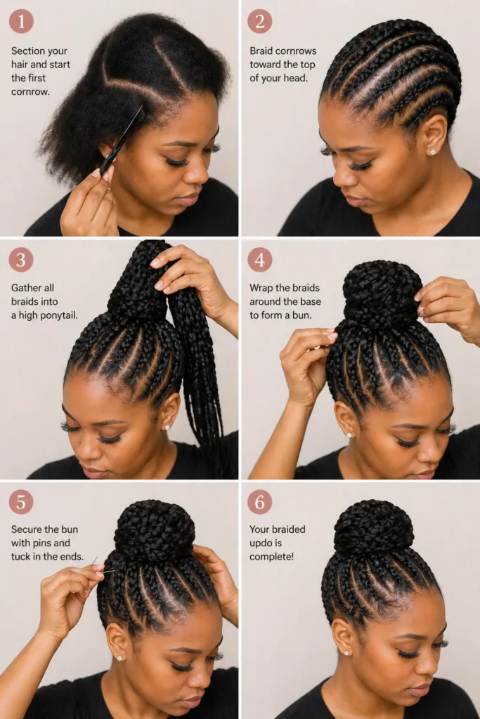 braided updo natural hair tutorial
